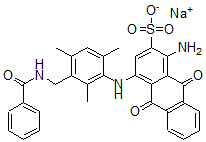CAS#: 67827-60-5， Sodium 1-Amino-4-[[3-[(Benzoylamino)Methyl]-2,4,6-Trimethylphenyl]Amino]-9,10-Dihydro-9,10-Dioxoanthracene-2-Sulphonate