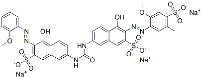 CAS#: 67923-63-1， Trisodium 4-Hydroxy-7-[[[[5-Hydroxy-6-[(2-Methoxy-5-Methyl-4-Sulphonatophenyl)Azo]-7-Sulphonato-2-Naphthyl]Amino]Carbonyl]Amino]-3-[(2-Methoxyphenyl)Azo]Naphthalene-2-Sulphonate