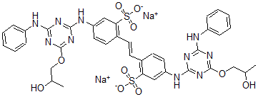 CAS#: 68003-30-5， 2,2'-(1,2-Ethenediyl)Bis[ 5-[[4-(2-Hydroxypropoxy)-6-(Phenylamino)-1,3,5-Triazin -2-Yl]Amino]-Benzenesulfonic Acid Disodium Salt