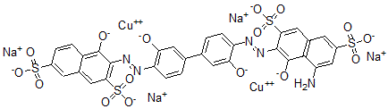 CAS#: 68140-36-3， [3-[5-Amino-3-[[3,3'-Dihydroxy- 4'-[(2-Hydroxy-3,6-Disulfo-1-Naphthalenyl )Azo][1,1'-Biphenyl]-4-Yl]Azo]-4-Hydroxy-2,7-Naphthalenedisulfonato(8-)]]Di-Cuprate(4-) Tetrasodium