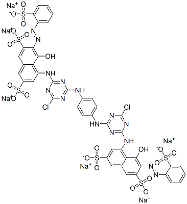 CAS#: 68214-04-0， Hexasodium 4,4'-[1,4-Phenylenebis[Imino(6-Chloro-1,3,5-Triazine-4,2-Diyl)Imino]]Bis[5-Hydroxy-6-[(2-Sulphonatophenyl)Azo]Naphthalene-2,7-Disulphonate]