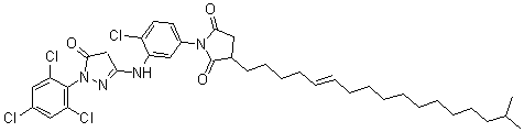 CAS#: 68240-17-5， 1-[4-Chloro-3-[[4,5-Dihydro-5-Oxo-1-(2,4,6-Trichlorophenyl)-1H-Pyrazol-3-Yl]Amino]Phenyl]-3-Isooctadecen-1-Yl-2,5-Pyrrolidinedione