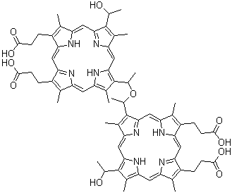CAS#: 68335-15-9， 3-[12-(1-{1-[13,17-Bis(2-carboxyethyl)-7-(1-hydroxyethyl)-3,8,12,18-tetramethyl-2-porphyrinyl]ethoxy}ethyl)-18-(2-carboxyethyl)-7-(1-hydroxyethyl)-3,8,13,17-tetramethyl-2-porphyrinyl]propanoic acid