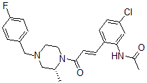 CAS#: 685534-25-2， N-[5-Chloro-2-[(1E)-3-[(2R)-4-[(4-Fluorophenyl)Methyl]-2-Methyl-1-Piperazinyl]-3-Oxo-1-Propen-1-Yl]Phenyl]-Acetamide