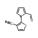 structure of CAS# 68593-68-0, 2-(2-Formyl-1H-pyrrol-1-yl)-3-thiophenecarbonitrile;2-(2-Formyl-1H-pyrrol-1-yl)thiophene-3-carbonitrile;2-(2-Formyl-1H-pyrrol-1-yl)-thiophene-3-carbonitrile;2-(2-formylpyrrolyl)thiophene-3-carbonitrile