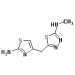 structure of CAS# 690642-84-3, 5-[(2-Amino-1,3-thiazol-4-yl)methyl]-N-methyl-1,3,4-thiadiazol-2-amine;{5-[(2-am<wbr>ino(1,3-t<wbr>hiazol-4-<wbr>yl))methy<wbr>l](1,3,4-<wbr>thiadiazo<wbr>l-2-yl)}m<wbr>ethylamine;MFCD05841195;SDCCGMLS-0065655.P001