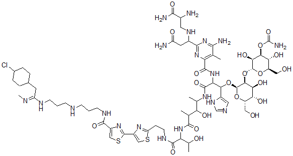 CAS 登录号：69227-45-8， N1-[3-[[3-[[2-(4-氯环己基)-1-亚氨基乙基]氨基]丙基]甲基氨基]丙基]博来霉素酰胺