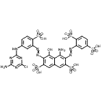 CAS#: 69571-16-0， 5-amino-3-[5-[(4-amino-6-chloro-1,3,5-triazin-2-yl)amino]-2-sulfo-phenyl]azo-6-(2,5-disulfophenyl)azo-4-hydroxy-naphthalene-2,7-disulfonic acid