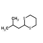 structure of CAS# 69824-23-3, 2-Isobutyl-1,3-dithiane;2-(2-methylpropyl)-1,3-dithiane;2-ISOBUTYL-1,3-DITHIANE;ZINC05225644