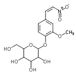 structure of CAS# 70622-78-5, 2-Methoxy-4-[(Z)-2-nitrovinyl]phenyl hexopyranoside;2-Methoxy-4-(2-nitrovinyl)phenyl Î²-D-galactopyranoside;2-Methoxy-4-(2-nitrovinyl)phenyl Î²-D-glucopyranoside;MNP-Gal