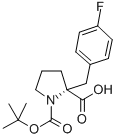 结构式 CAS# 706806-64-6, 叔丁氧羰基-(R)-alpha-(4-氟苄基)-脯氨酸
