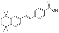 structure of CAS# 71441-28-6, 4-[(1E)-2-(5,6,7,8-Tetrahydro-5,5,8,8-Tetramethyl-2-Naphthalenyl)-1-Propen-1-Yl]-Benzoic Acid;4-[2-(5,5,8,8-Tetramethyl-6,7-Dihydronaphthalen-2-Yl)Prop-1-Enyl]Benzoic Acid;4-[2-(1,1,4,4-Tetramethyltetralin-6-Yl)Prop-1-Enyl]Benzoic Acid;4-[(E)-2-(1,1,4,4-Tetramethyltetralin-6-Yl)Prop-1-Enyl]Benzoic Acid