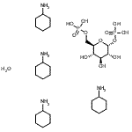 structure of CAS# 71662-13-0, Cyclohexanamine - 1,6-di-O-phosphono-alpha-D-glucopyranose hydrate (4:1:1);Glc-1,6-PP.4CHA;Î±-D-Gluc<wbr>ose 1,6-b<wbr>isphospha<wbr>te tetra(<wbr>cyclohexy<wbr>lammonium<wbr>) salt hy<wbr>drate;α-D-Gluco<wbr>se 1,6-bi<wbr>sphosphat<wbr>e tetra(c<wbr>yclohexyl<wbr>ammonium)<wbr> salt hyd<wbr>rate