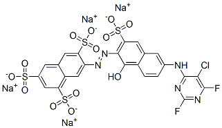 CAS#: 71720-91-7， Tetrasodium 7-[[6-[(5-Chloro-2,6-Difluoro-4-Pyrimidinyl)Amino]-1-Hydroxy-3-Sulphonato-2-Naphthyl]Azo]Naphthalene-1,3,6-Trisulphonate