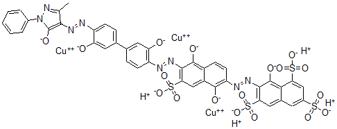 CAS#: 71735-54-1， [Mu3-[7-[[6-[[4'-[(4,5-Dihydro-3-Methyl-5-Oxo-1-Phenyl-1H-Pyrazol-4-Yl)Azo]-3,3'-Dihydroxy[1,1'-Biphenyl]-4-Yl]Azo]-1,5-Dihydroxy-7-Sulfo-2-Naphthalenyl]Azo]-8-Hydroxy-1,3,6-Naphthalenetrisulfonato(10-)]]Tri-Cuprate(4-) Tetrahydrogen
