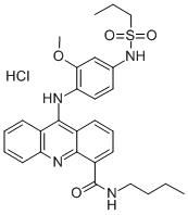 CAS 登录号：71803-08-2， N-丁基-9-(4-(丙基磺酰胺基)-2-甲氧基苯胺基)-4-吖啶甲酰胺单盐酸盐