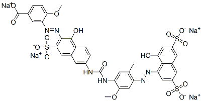 CAS#: 71873-47-7， Tetrasodium 3-[[1-Hydroxy-6-[[[[4-[(8-Hydroxy-3,6-Disulphonato-1-Naphthyl)Azo]-2-Methoxy-5-Methylphenyl]Amino]Carbonyl]Amino]-3-Sulphonato-2-Naphthyl]Azo]-p-Anisate