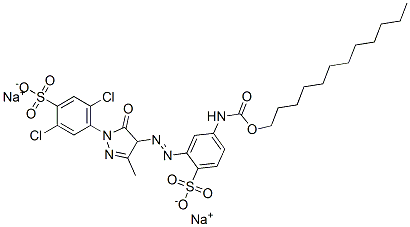 CAS#: 71873-51-3， 2,5-Dichloro-4-[4-[2-[5-[[(Dodecyloxy)Carbonyl]Amino]-2-Sulfophenyl]Diazenyl]-4,5-Dihydro-3-Methyl-5-Oxo-1H-Pyrazol-1-Yl]-Benzenesulfonic Acid Sodium Salt (1:2)