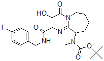 CAS 登录号：724446-08-6， N-[2-[[[(4-氟苯基)甲基]氨基]羰基]-4,6,7,8,9,10-六氢-3-羟基-4-氧代嘧啶并[1,2-a]氮杂卓-10-基]-N-甲基-氨基甲酸叔丁酯