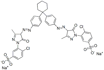 CAS 登录号：72828-65-0， 4-氯-3-[4-[4-[1-[4-[[1-(2-氯-5-磺酸苯基)-3-甲基-5-氧代-4H-吡唑-4-基]偶氮]苯基]环己基]苯基]偶氮-3-甲基-5-氧代-4H-吡唑-1-基]苯磺酸二钠