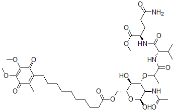CAS#: 72921-52-9， [(2R,3S,4R,5R,6S)-5-Acetamido-4-[1-[[(2S)-1-[[(2R)-5-Amino-1-Methoxy-1,5-Dioxopentan-2-Yl]Amino]-3-Methyl-1-Oxobutan-2-Yl]Amino]-1-Oxopropan-2-Yl]Oxy-3,6-Dihydroxyoxan-2-Yl]Methyl 10-(4,5-Dimethoxy-2-Methyl-3,6-Dioxo-1-Cyclohexa-1,4-Dienyl)Decanoate