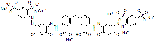 CAS#: 73297-25-3， Copper Pentasodium 5-[[3-Carboxylato-4-[(2Z)-2-[3-(2,4-Disulfonatophenyl)Diazenyl-4-Oxido-6-Oxo-1-Cyclohexa-2,4-Dienylidene]Hydrazinyl]Phenyl]Methyl]-2-[(2E)-2-[3-(2,4-Disulfonatophenyl)Diazenyl-4-Hydroxy-6-Oxo-1-Cyclohexa-2,4-Dienylidene]Hydrazinyl]Benzoate