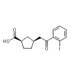 structure of CAS# 733740-42-6, (1R,3S)-3-[2-(2-Iodophenyl)-2-oxoethyl]cyclopentanecarboxylic acid;cis-3-[2-<wbr>(2-iodoph<wbr>enyl)-2-o<wbr>xoethyl]c<wbr>yclopenta<wbr>ne-1-carb<wbr>oxylic ac<wbr>id