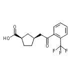 structure of CAS# 733740-45-9, (1R,3S)-3-{2-Oxo-2-[2-(trifluoromethyl)phenyl]ethyl}cyclopentanecarboxylic acid;cis-3-[2-<wbr>oxo-2-(2-<wbr>trifluoro<wbr>methylphe<wbr>nyl)ethyl<wbr>]cyclopen<wbr>tane-1-ca<wbr>rboxylic <wbr>acid