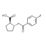 structure of CAS# 733740-66-4, (1R,2S)-2-[2-(4-Fluorophenyl)-2-oxoethyl]cyclopentanecarboxylic acid;trans-2-[<wbr>2-(4-fluo<wbr>rophenyl)<wbr>-2-oxoeth<wbr>yl]cyclop<wbr>entane-1-<wbr>carboxyli<wbr>c acid