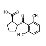 structure of CAS# 733741-17-8, (1R,2R)-2-(2,6-Dimethylbenzoyl)cyclopentanecarboxylic acid;trans-2-(2,6-dimethylbenzoyl)cyclopentane-1-carboxylic acid