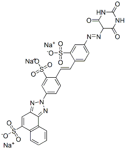 CAS#: 73398-81-9， Trisodium 2-[4-[2-[4-[(Hexahydro-2,4,6-Trioxopyrimidin-5-Yl)Azo]-2-Sulphonatophenyl]Vinyl]-3-Sulphonatophenyl]-2H-Naphtho[1,2-d]Triazole-5-Sulphonate