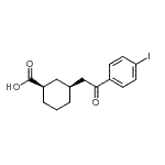 structure of CAS# 735275-39-5, (1R,3S)-3-[2-(4-Iodophenyl)-2-oxoethyl]cyclohexanecarboxylic acid;cis-3-[2-<wbr>(4-iodoph<wbr>enyl)-2-o<wbr>xoethyl]c<wbr>yclohexan<wbr>e-1-carbo<wbr>xylic acid