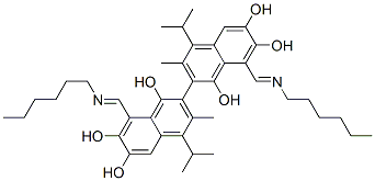 CAS#: 73816-73-6， 2,2'-Bi(8-Hexyliminomethyl-4-Isopropyl-3-Methyl-1,6,7-Naphthalenetriol)