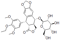 CAS#: 73839-73-3， (5R,5aR,8aR,9R)-5-(4-Ethoxy-3,5-Dimethoxy-Phenyl)-9-[(2R,3R,4S,5S,6R)-3,4,5-Trihydroxy-6-(Hydroxymethyl)Tetrahydropyran-2-Yl]Oxy-5a,8,8a,9-Tetrahydro-5H-Isobenzofurano[6,5-f][1,3]Benzodioxol-6-One
