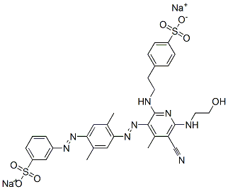 CAS#: 74499-55-1， Disodium 4-[2-[[5-Cyano-3-[2,5-Dimethyl-4-(3-Sulfonatophenyl)Diazenylphenyl]Diazenyl-6-(2-Hydroxyethylamino)-4-Methylpyridin-2-Yl]Amino]Ethyl]Benzenesulfonate
