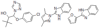 CAS#: 74725-94-3， beta-(4-chlorophenoxy)-alpha-(1,1-dimethylethyl)-1H-1,2,4-Triazole-1-ethanol mixt. with 2-(3,5-dimethyl-1H-pyrazol-1-yl)-1H-benzimidazole and 2-(2-furanyl)-1H-benzimidazole
