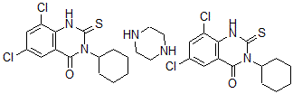 CAS#: 75129-84-9, 2,3-Dihydro-3-cyclohexyl-6,8-dichloro-2-thioxo-4-quinazolinone compd. with piperazine