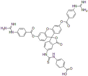CAS#: 75296-16-1， 3',6'-Bis(4-Guanidinobenzoyloxy)-5-(N'-4-Carboxyphenyl)Thioureidospiro(Isobenzofuran-1(3H),9'-(9H)Xanthen)-3-One