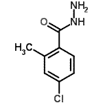structure of CAS# 75319-02-7, 4-Chloro-2-methylbenzohydrazide;4-chloro-2-methylbenzenecarbohydrazide;4-Chloro-2-methylbenzhydrazide;MFCD03425682