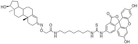 CAS#: 75585-82-9， N-[7-[(3',6'-Dihydroxy-3-Oxospiro[2-Benzofuran-1,9'-Xanthene]-5-Yl)Carbamothioylamino]Heptyl]-2-[[(10R,13S,17S)-17-Hydroxy-10,13-Dimethyl-1,2,6,7,8,9,11,12,14,15,16,17-Dodecahydrocyclopenta[a]Phenanthren-3-Ylidene]Amino]Oxyacetamide