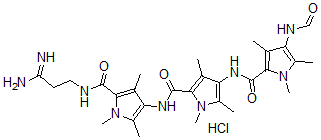 CAS 登录号：75792-61-9， N-[5-[(3-氨基-3-亚氨基丙基)氨基甲酰]-1,2,4-三甲基吡咯-3-基]-4-[(4-甲酰氨基-1,3,5-三甲基吡咯-2-羰基)氨基]-1,3,5-三甲基吡咯-2-甲酰胺盐酸盐