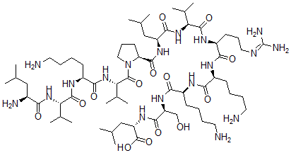 CAS#: 75903-15-0， (2S)-2-[[(2S)-2-[[(2S)-6-Amino-2-[[(2S)-6-Amino-2-[[(2S)-2-[[(2S)-2-[[(2S)-2-[[(2S)-1-[(2S)-2-[[(2S)-6-Amino-2-[[(2S)-2-[[(2S)-2-Amino-4-Methylpentanoyl]Amino]-3-Methylbutanoyl]Amino]Hexanoyl]Amino]-3-Methylbutanoyl]Pyrrolidine-2-Carbonyl]Amino]-4-Methylpentanoyl]Amino]-3-Methylbutanoyl]Amino]-5-(Diaminomethylideneamino)Pentanoyl]Amino]Hexanoyl]Amino]Hexanoyl]Amino]-3-Hydroxypropanoyl]Amino]-4-Methylpentanoic Acid