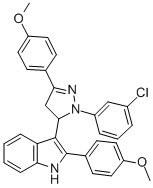 CAS#: 76195-72-7， 3-[2-(3-Chlorophenyl)-5-(4-Methoxyphenyl)-3,4-Dihydropyrazol-3-Yl]-2-(4-Methoxyphenyl)-1H-Indole