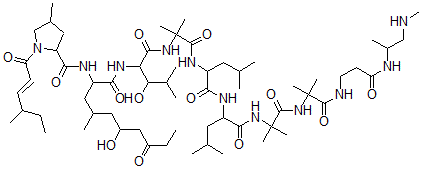 CAS#: 76663-52-0， N-[6-Hydroxy-1-[[3-Hydroxy-4-Methyl-1-[[2-Methyl-1-[[4-Methyl-1-[[4-Methyl-1-[[2-Methyl-1-[[2-Methyl-1-[[3-(1-Methylaminopropan-2-Ylamino)-3-Oxopropyl]Amino]-1-Oxopropan-2-Yl]Amino]-1-Oxopropan-2-Yl]Amino]-1-Oxopentan-2-Yl]Amino]-1-Oxopentan-2-Yl]Amino]-1-Oxopropan-2-Yl]Amino]-1-Oxopentan-2-Yl]Amino]-4-Methyl-1,8-Dioxodecan-2-Yl]-4-Methyl-1-[(E)-4-Methylhex-2-Enoyl]Pyrrolidine-2-Carboxamide
