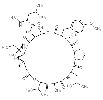 CAS#: 77327-04-9， N-[(12R,13S)-13-[(2R)-Butan-2-Yl]-12-Hydroxy-20-[(4-Methoxyphenyl)Methyl]-6,17,21-Trimethyl-3-(2-Methylpropyl)-2,5,7,10,15,19,22-Heptaoxo-8-Propan-2-Yl-9,18-Dioxa-1,4,14,21-Tetrazabicyclo[21.3.0]Hexacosan-16-Yl]-4-Methyl-2-Methylaminopentanamide