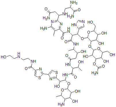 CAS#: 77368-78-6， [2-[2-[2-[[6-Amino-2-[3-Amino-1-[(2,3-Diamino-3-Oxopropyl)Amino]-3-Oxopropyl]-5-Methylpyrimidine-4-Carbonyl]Amino]-3-[[5-[[1-[[1-(5-Amino-3,4-Dihydroxy-6-Methyloxan-2-Yl)Oxy-2-Hydroxy-2-[4-[4-[2-(2-Hydroxyethylamino)Ethylcarbamoyl]-1,3-Thiazol-2-Yl]-1,3-Thiazol-2-Yl]Ethyl]Amino]-3-Hydroxy-1-Oxobutan-2-Yl]Amino]-3-Hydroxy-5-Oxopentan-2-Yl]Amino]-1-(3H-Imidazol-4-Yl)-3-Oxopropoxy]-4,5-Dihydroxy-6-(Hydroxymethyl)Oxan-3-Yl]Oxy-3,5-Dihydroxy-6-(Hydroxymethyl)Oxan-4-Yl] Carbamate