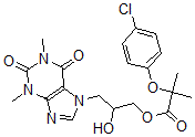 CAS#: 77444-81-6， [3-(1,3-Dimethyl-2,6-Dioxopurin-7-Yl)-2-Hydroxypropyl] 2-(4-Chlorophenoxy)-2-Methylpropanoate