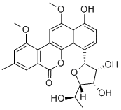 structure of CAS# 77879-89-1, 1-Hydroxy-10,12-Dimethoxy-8-Methyl-4-[(2R,3R,4S,5R,6R)-3,4,5-Trihydroxy-6-Methyloxan-2-Yl]Naphtho[1,2-c]Isochromen-6-One;1-Hydroxy-10,12-Dimethoxy-8-Methyl-4-[(2R,3R,4S,5R,6R)-3,4,5-Trihydroxy-6-Methyl-Tetrahydropyran-2-Yl]Naphtho[1,2-C]Isochromen-6-One;1-Hydroxy-10,12-Dimethoxy-8-Methyl-4-[(2R,3R,4S,5R,6R)-3,4,5-Trihydroxy-6-Methyl-2-Tetrahydropyranyl]-6-Naphtho[1,2-C]Isochromenone;1-Hydroxy-10,12-Dimethoxy-8-Methyl-4-[(2R,3R,4S,5R,6R)-3,4,5-Trihydroxy-6-Methyl-Oxan-2-Yl]Naphtho[1,2-C]Isochromen-6-One