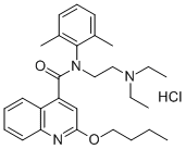 CAS 登录号：77966-20-2， 2-丁氧基-N-[2-(二乙基氨基)乙基]-N-(2,6-二甲基苯基)-4-喹啉甲酰胺盐酸盐