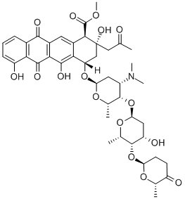 CAS#: 78173-90-7， Methyl (1R,2S,4S)-4-[(2R,4S,5S,6S)-4-Dimethylamino-5-[(2S,4S,5S,6S)-4-Hydroxy-6-Methyl-5-[(2R,6S)-6-Methyl-5-Oxooxan-2-Yl]Oxyoxan-2-Yl]Oxy-6-Methyloxan-2-Yl]Oxy-2,5,7-Trihydroxy-6,11-Dioxo-2-(2-Oxopropyl)-3,4-Dihydro-1H-Tetracene-1-Carboxylate